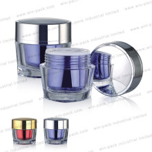 Square Acrylic Jar Solid Purple Spray Color of Outerface of Inner Body Shiny Silver Electroplate Cap 50g